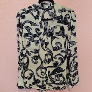 Express Cream and Black Swirl Blouse